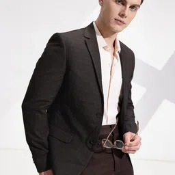 INVICTUS Notched Lapel Checked Single-Breasted Slim Fit Smart Casual Blazer-30