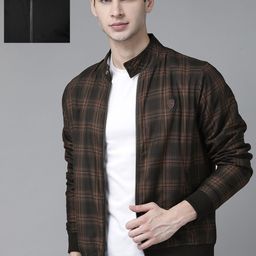 Roadster Men Coffee Brown & Mauve Checked Reversible Tailored Jacket-picture-25