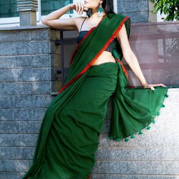 TEEJH Mirror Work Pure Cotton Saree-picture-37