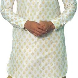 House of Aqss Men Printed Regular Dupion Silk Kurta with Dhoti Pants image 4