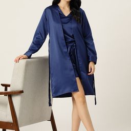 ETC Women Solid Night suit with Robe-image-43