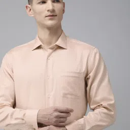 Van Heusen Pure Cotton Self Design Textured Custom Fit Formal Shirt-image-80