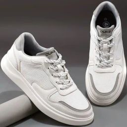 Duke Men's Textured White Casual Sneakers-image-4