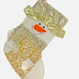 Little Surprise Box Christmas D¿cor Gold Unisex Golden Snowman Christmas Stocking For Gifts-image-58
