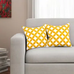 SEJ by Nisha Gupta Yellow & White Cushion Covers - Set of 2-picture-10