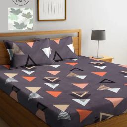 Klotthe Printed Purple 210 TC Cotton Blend King 2 Bed Sheets with 4 Pillow Covers-image-57