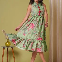 Globus Green Polyester Floral Dress-image-73