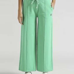 Pepe Jeans Green Cotton Mid Rise Flared Pants-image-65