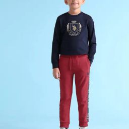 US Polo Kids Boys Red Cotton Trousers Pants-image-95