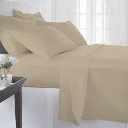 Pizuna Beige 400 TC Cotton Simply Taupe Bed Sheet-image-75