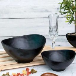 Servewell Hammered Black Melamine Symphony Matte 2 Serving Bowl-30