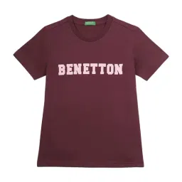 United Colors of Benetton Boys Maroon Logo Print T-Shirt-picture-19