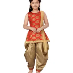 Aarika Kids Red & Gold Self Pattern Suit Set-image-87