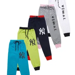 Vimal Jonney Kids Multicolor Printed Trackpants (Pack Of 5)-image-13