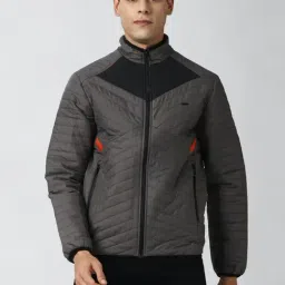 Peter England Grey Regular Fit Colour Block Jacket-image-30