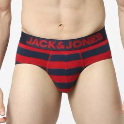 Jack & Jones Red & Navy Striped Briefs-image-18
