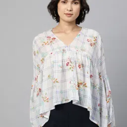Cottinfab White Printed Georgette Top-14