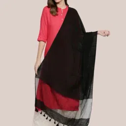 Dupatta Bazaar Black Linen Dupatta-image-94