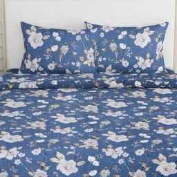 Haus & Kinder Spanish Floral Patio Navy Blue 186 TC Cotton King Bed Sheet with 2 Pillow Covers-image-16
