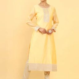 Soch Yellow Embroidered Straight Kurta-image-18