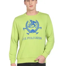 U.S. Polo Assn. Light Green Cotton Regular Fit Printed SweatShirt-30