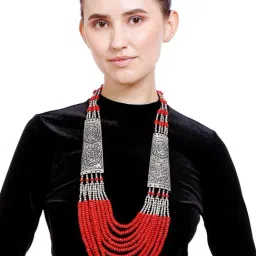 Imli Street Red & Silver Necklace-47