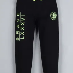 Plum Tree Kids Black & Green Cotton Printed Joggers-image-79