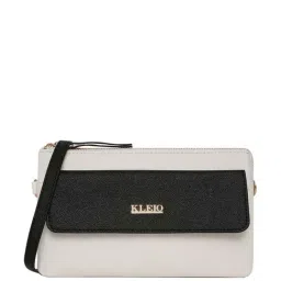 KLEIO White Solid Medium Sling Handbag-image-7