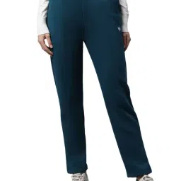 Global Republic Teal Cotton Logo Print Straight Fit Mid Rise Full Length Trackpants-38