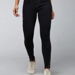 DOLCE CRUDO Black Denim Skinny Fit High Rise Jeans-image-46