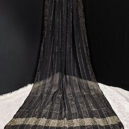 Trendmalls Stripped Zari Work Chinon Silk Dupatta-picture-42