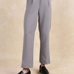 RAREISM Grey Cotton Blend Solid Trousers-image-50