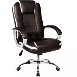 CHAIRTECH High Back Arm Adjustable Office Chair Leatherette Brown & White for Office & Professional Use-picture-23