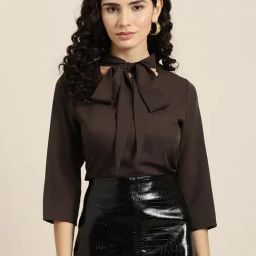 Qurvii Dark Brown Relaxed Fit Top-image-78