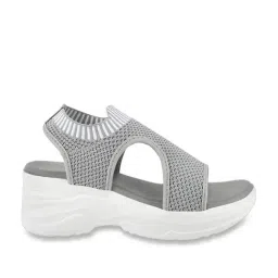 Shoetopia Women's Grey Ankle Strap Wedges-image-84