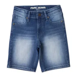Pepe Jeans Kids Blue Solid Denim Shorts-picture-12