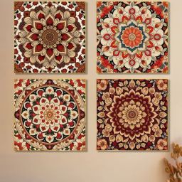 Nestroots Vibrant Art Collection Gold Frame Floral Canvas Wall Painting - Set of 4-image-23