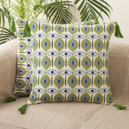 Jamio Firati Green Cotton Embroidery Cushion Cover - Set of 2-image-30