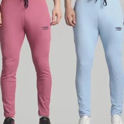 Vimal Jonney Multicolored Regular Fit Texture Trackpants - Pack Of 2-image-100