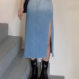 StyleCast x Revolte Side Slit Straight Midi Skirt-image-13