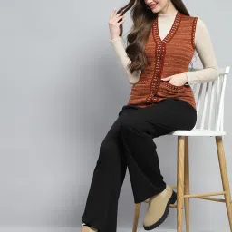Monte Carlo Rust Wool Self Design Cardigan image 4