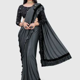 APNISHA Grey Embellished Ready to Wear Sarees With Blouse-picture-27