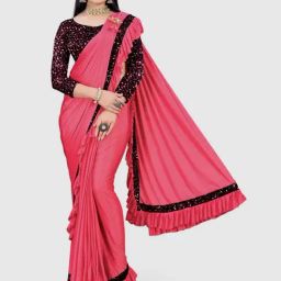 APNISHA Pink Embellished Ready to Wear Sarees With Blouse-picture-43