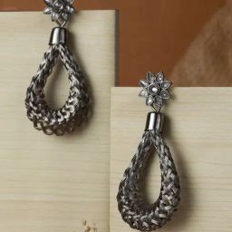Priyaasi Stylish Floral Drop Earrings Silver Dangler Earrings-picture-29