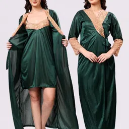 NIGHT KEYS Solid Short Sleeves Maxi Sweat Nightdress-picture-34