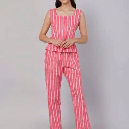 Drape in Vogue Pink Print Pyjama Sets-image-35