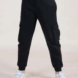 Kiddopanti Boys Black Solid Track Bottoms Joggers-image-59