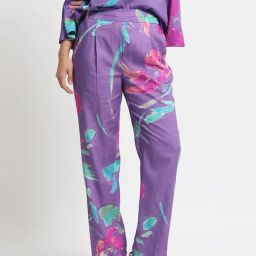 RAREISM Blue Cotton Printed Trousers-image-0