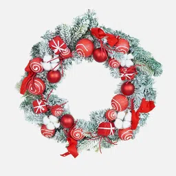 Little Surprise Box LLP Red & White artificial Bushy Wreath Festive Decor-picture-47