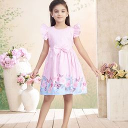 Aarika Floral Flutter Sleeve Fit & Flare Dress-picture-2